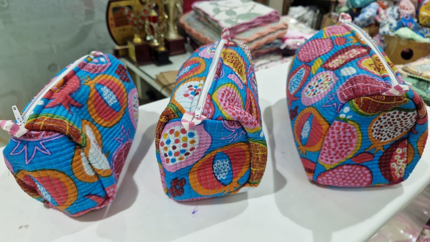 Passion Fruit Hand Block Printed Travel Kits - Set of 3