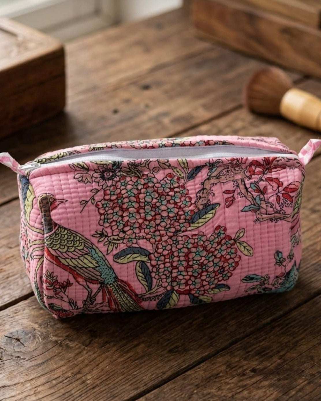 Peacock Hand Block Printed Travel Kits - Set of 3